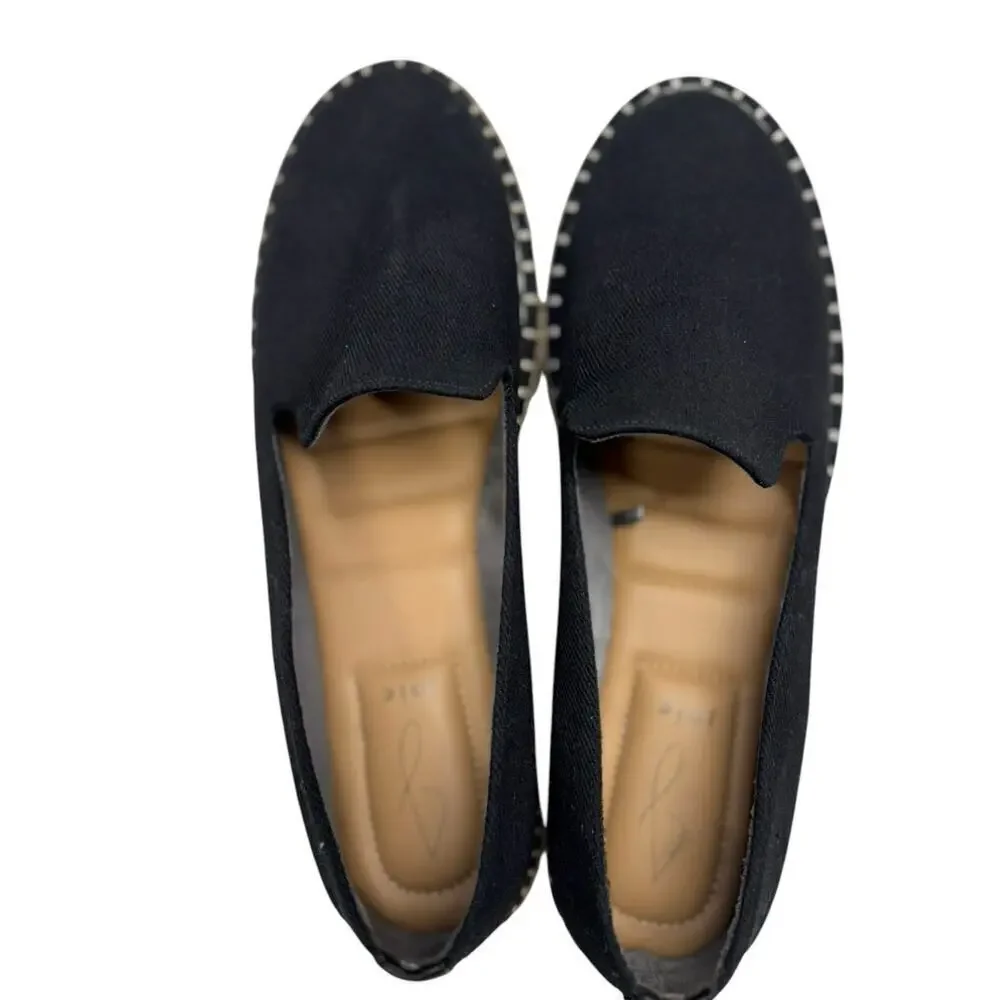 NWOT Joie Cara Espadrille Slip On Shoes in Black Canvas 8M